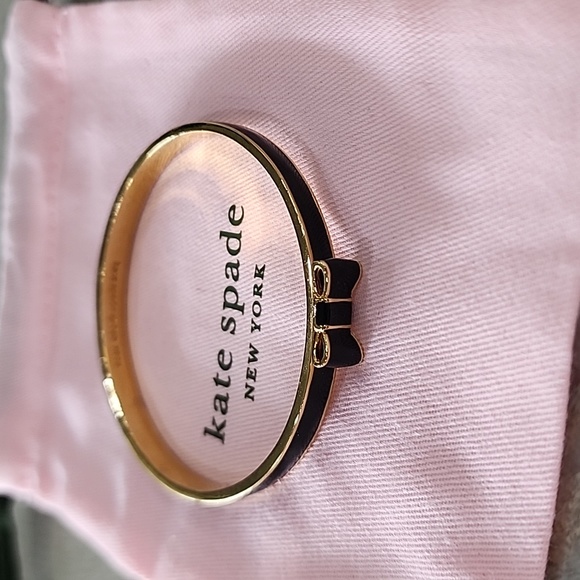 kate spade Jewelry Kate Spade Black And Gold Bow Bangle Poshmark